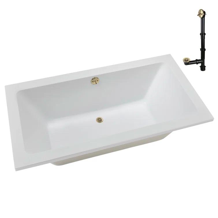 Streamline Bath 60" x 32" Acrylic Soaking Drop-In Bathtub, Drain Included N-4120-712-PBR