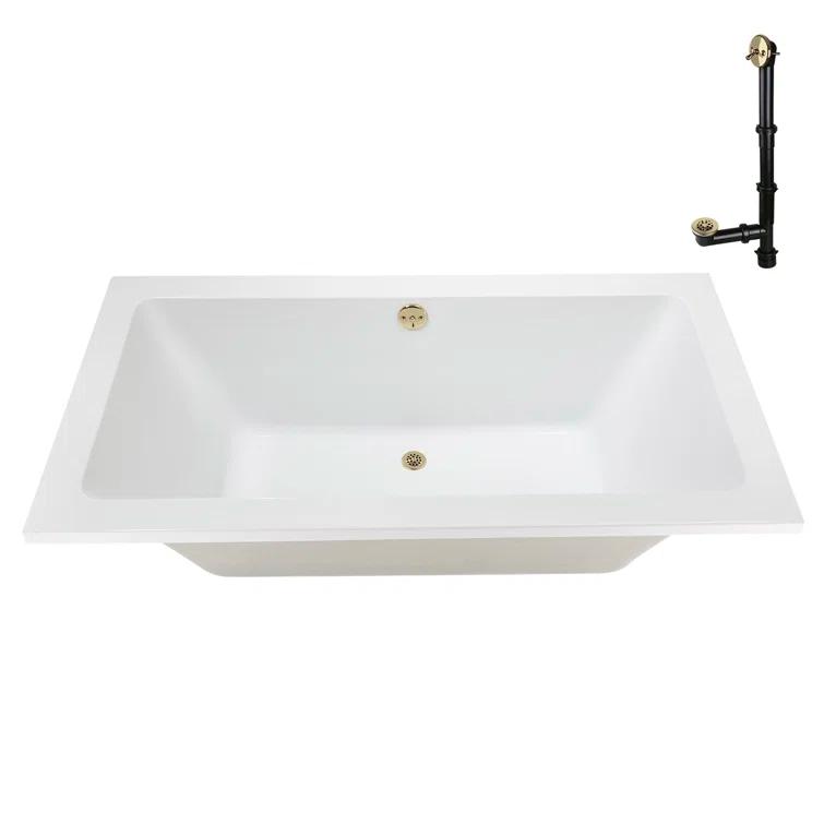 Streamline Bath 60" x 32" Acrylic Soaking Drop-In Bathtub, Drain Included N-4120-712-PBR