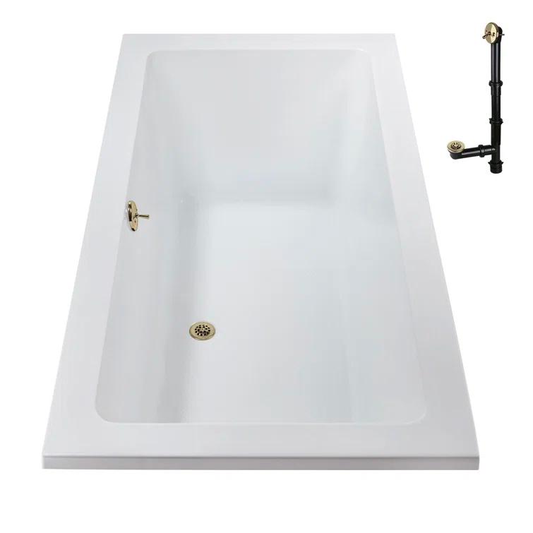 Streamline Bath 60" x 32" Acrylic Soaking Drop-In Bathtub, Drain Included N-4120-712-PBR