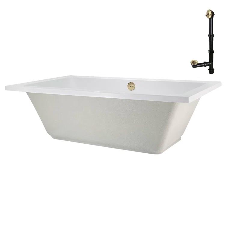 Streamline Bath 60" x 32" Acrylic Soaking Drop-In Bathtub, Drain Included N-4120-712-PBR