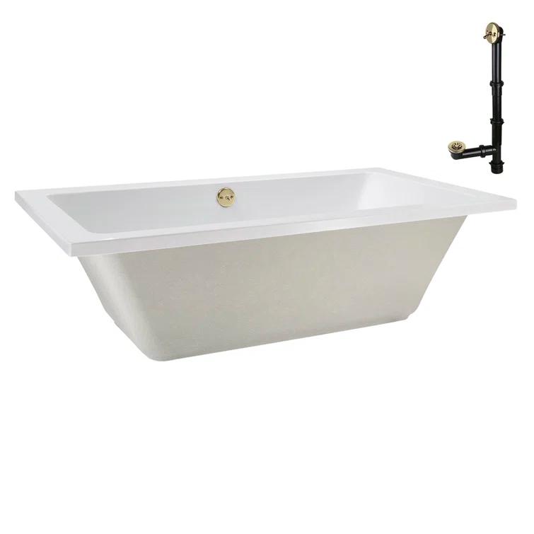 Streamline Bath 60" x 32" Acrylic Soaking Drop-In Bathtub, Drain Included N-4120-712-PBR