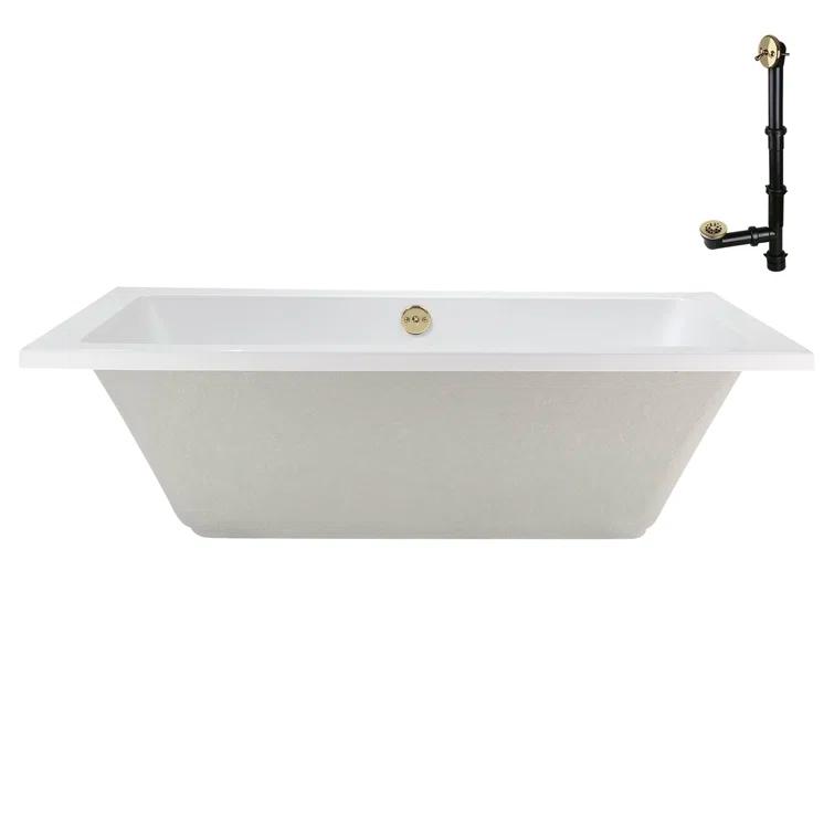 Streamline Bath 60" x 32" Acrylic Soaking Drop-In Bathtub, Drain Included N-4120-712-PBR