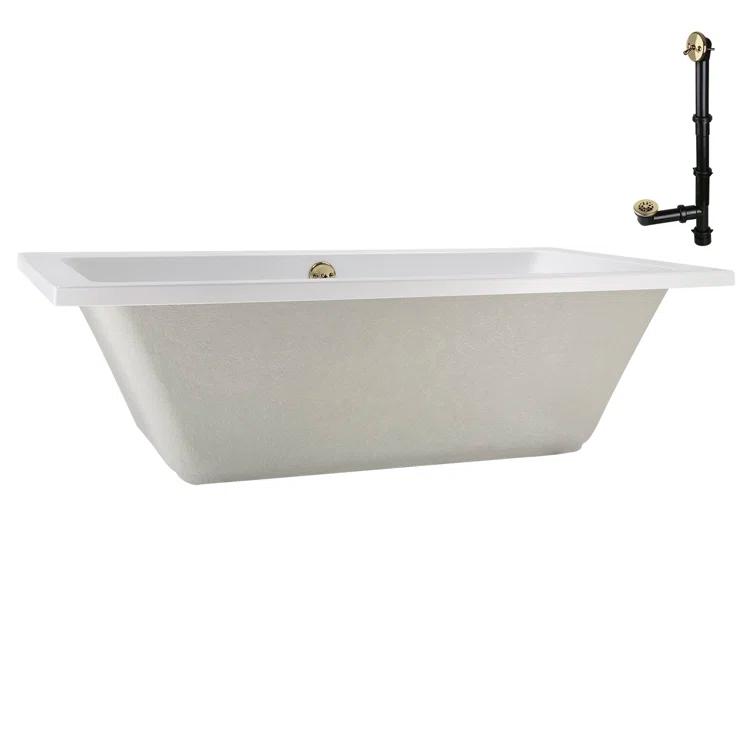 Streamline Bath 60" x 32" Acrylic Soaking Drop-In Bathtub, Drain Included N-4120-712-PBR