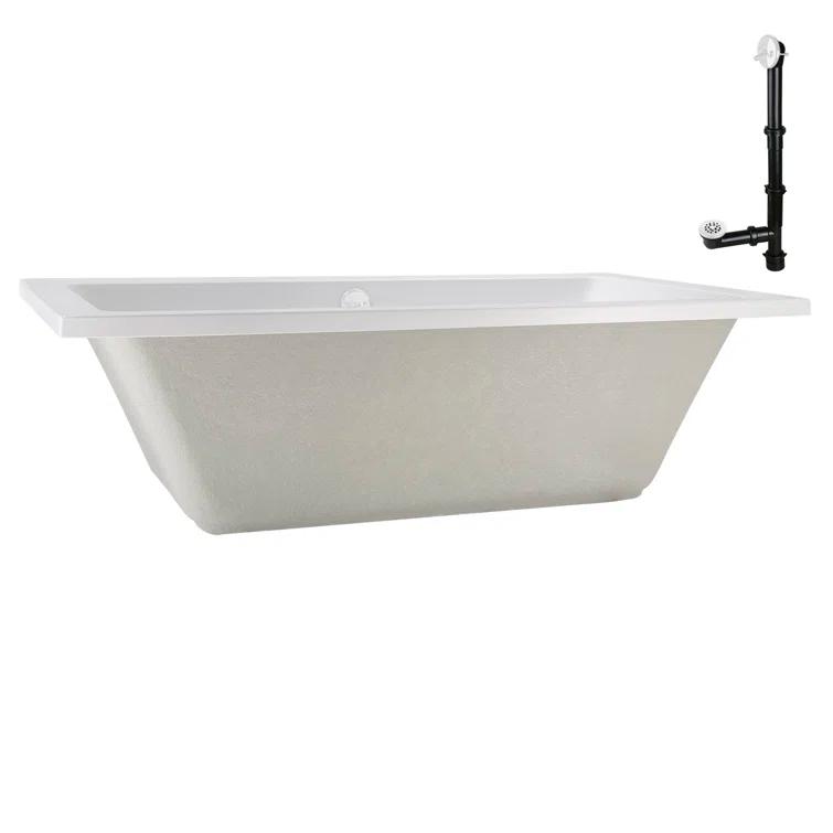 Streamline Bath 60" x 32" Acrylic Soaking Drop-In Bathtub, Drain Included N-4120-712-WH