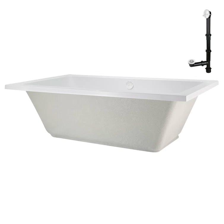 Streamline Bath 60" x 32" Acrylic Soaking Drop-In Bathtub, Drain Included N-4120-712-WH