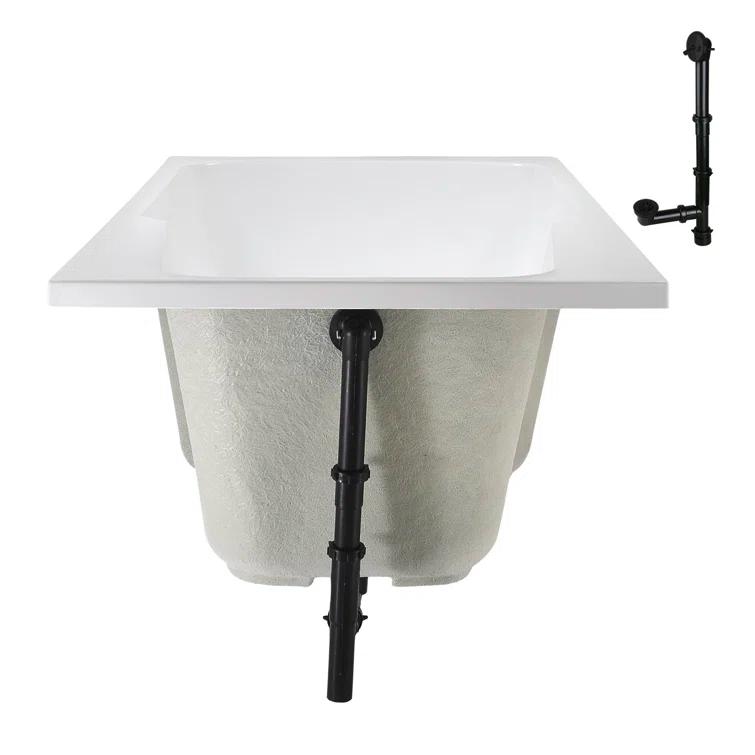 60'' x 32'' Acrylic Soaking Drop-In Bathtub, Drain Included