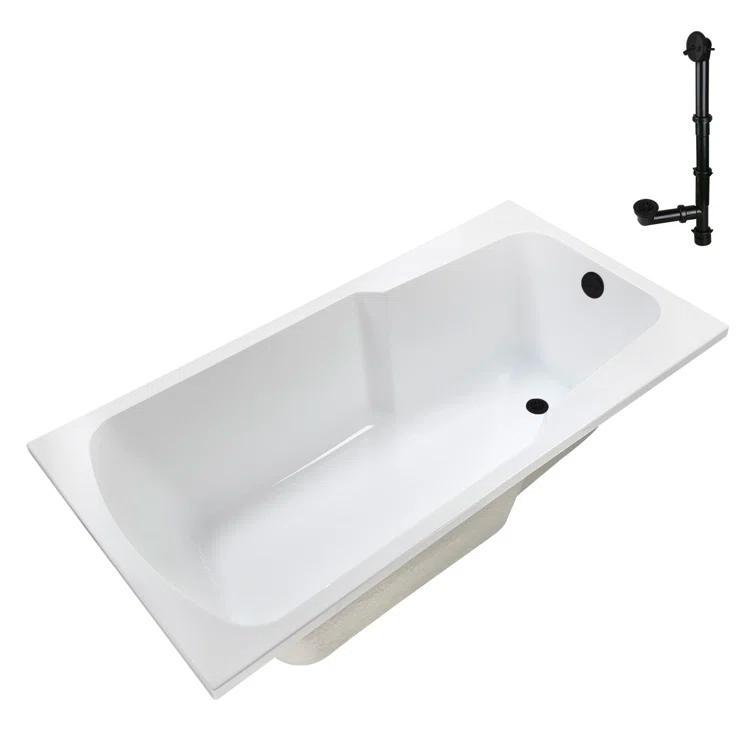 60'' x 32'' Acrylic Soaking Drop-In Bathtub, Drain Included