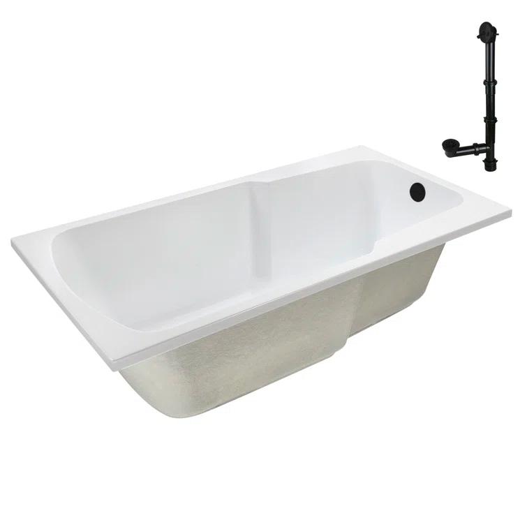 60'' x 32'' Acrylic Soaking Drop-In Bathtub, Drain Included