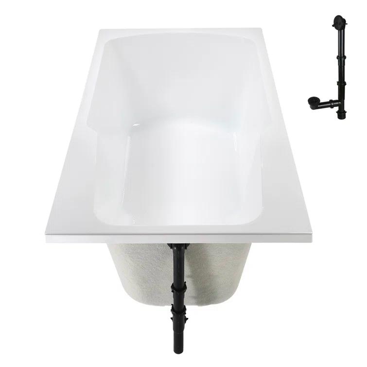 60'' x 32'' Acrylic Soaking Drop-In Bathtub, Drain Included