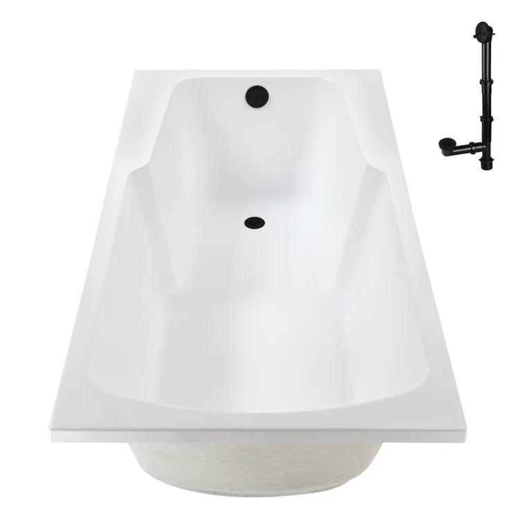 60'' x 32'' Acrylic Soaking Drop-In Bathtub, Drain Included