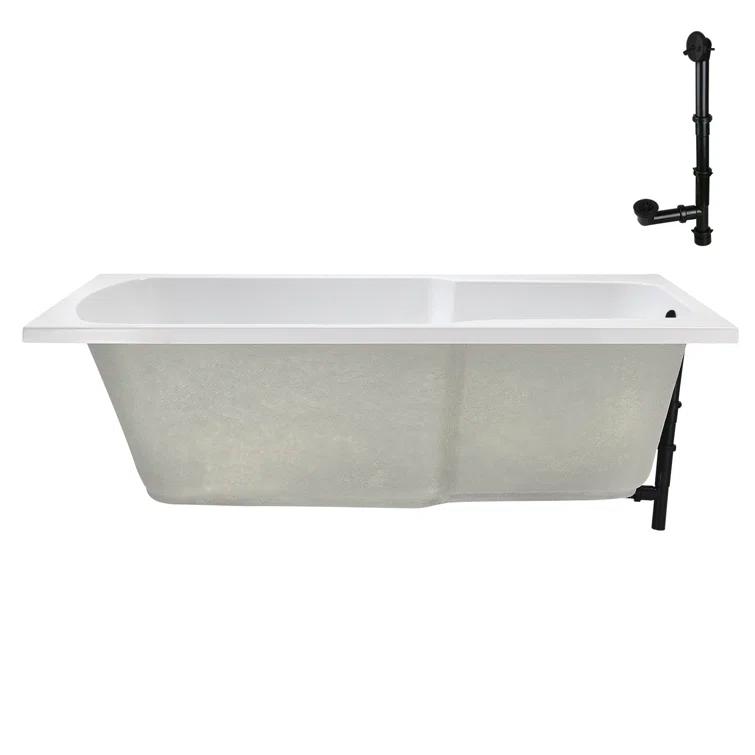 60'' x 32'' Acrylic Soaking Drop-In Bathtub, Drain Included