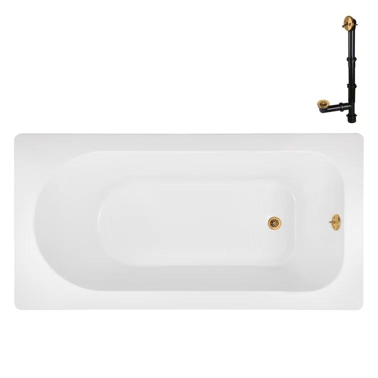 72" x 36" Acrylic Soaking Drop-In Bathtub, Drain Included