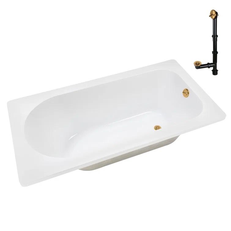 72" x 36" Acrylic Soaking Drop-In Bathtub, Drain Included