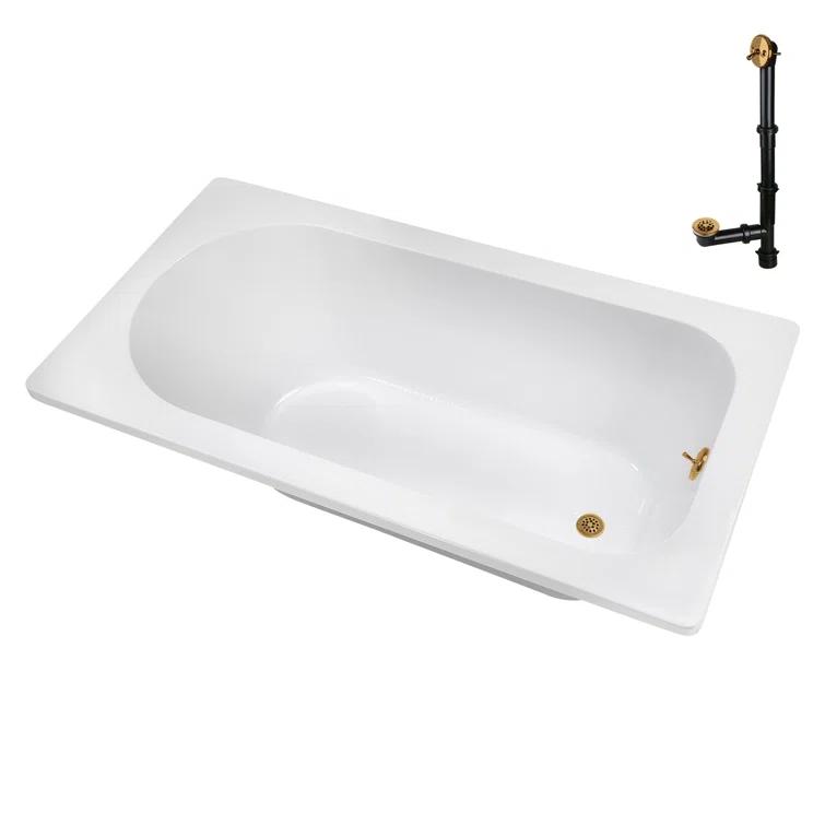 72" x 36" Acrylic Soaking Drop-In Bathtub, Drain Included
