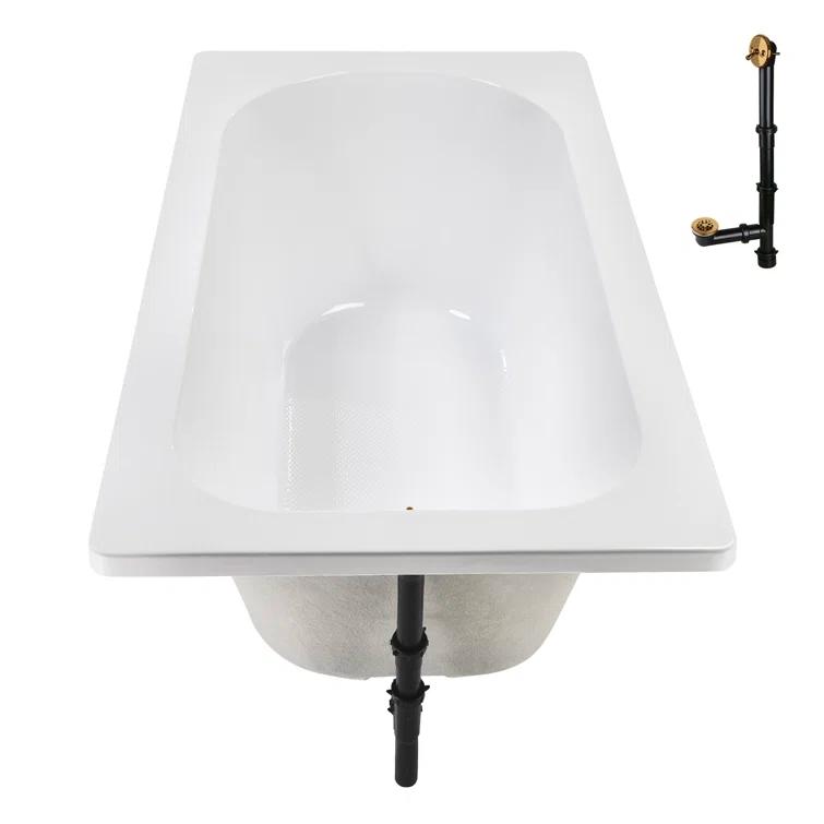 72" x 36" Acrylic Soaking Drop-In Bathtub, Drain Included