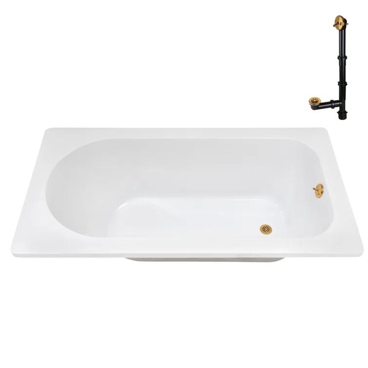 72" x 36" Acrylic Soaking Drop-In Bathtub, Drain Included