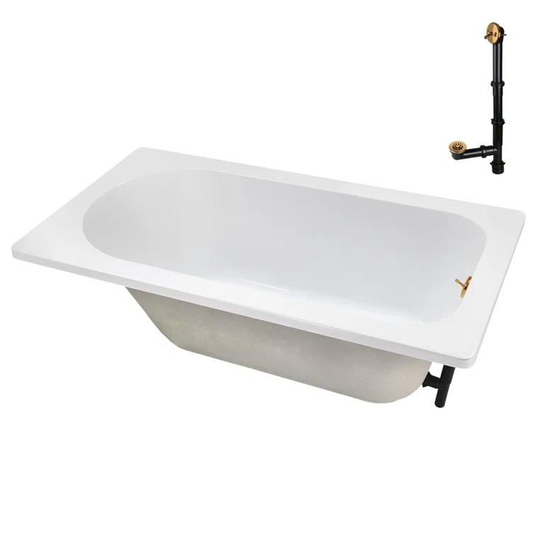 72" x 36" Acrylic Soaking Drop-In Bathtub, Drain Included