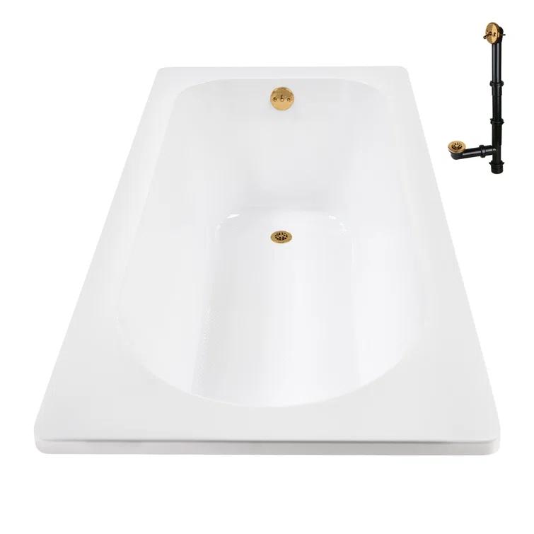72" x 36" Acrylic Soaking Drop-In Bathtub, Drain Included
