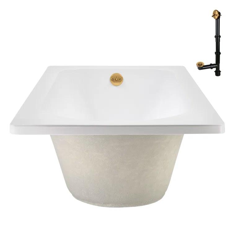 72" x 36" Acrylic Soaking Drop-In Bathtub, Drain Included
