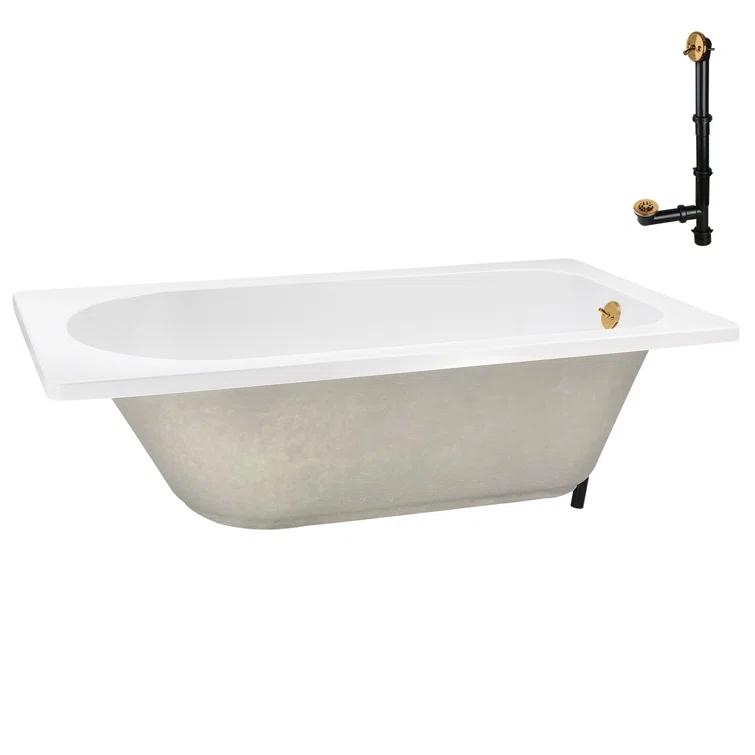 72" x 36" Acrylic Soaking Drop-In Bathtub, Drain Included