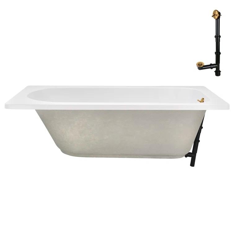 72" x 36" Acrylic Soaking Drop-In Bathtub, Drain Included