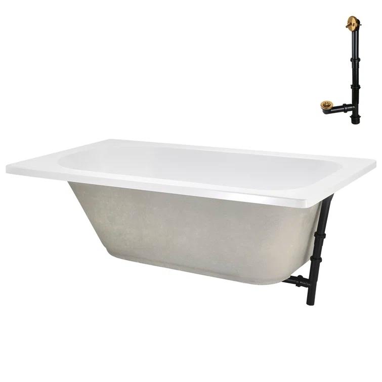 72" x 36" Acrylic Soaking Drop-In Bathtub, Drain Included