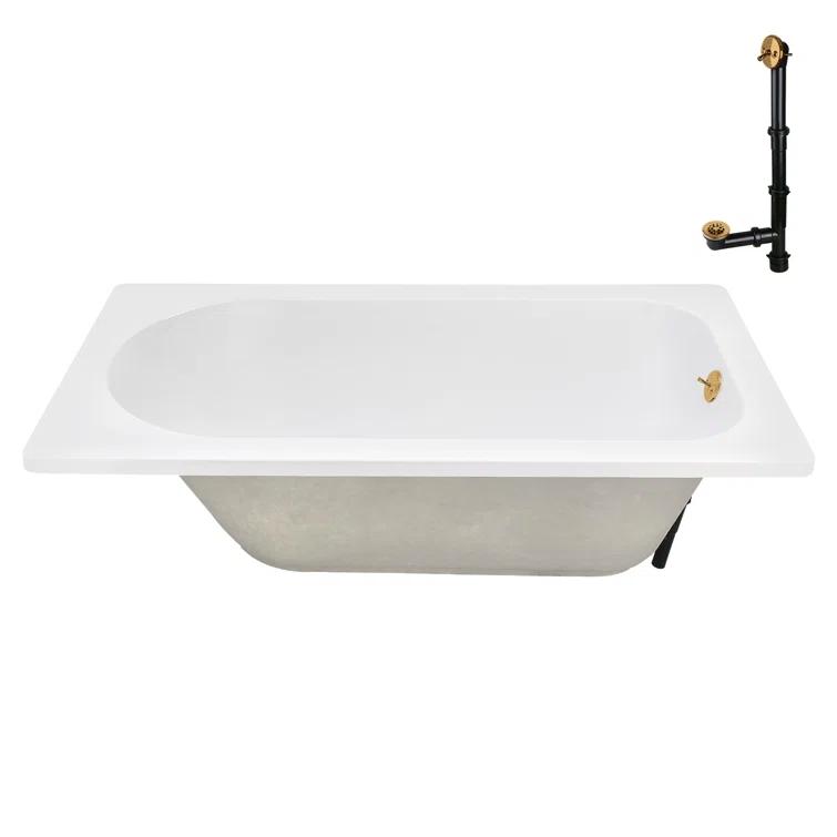 72" x 36" Acrylic Soaking Drop-In Bathtub, Drain Included
