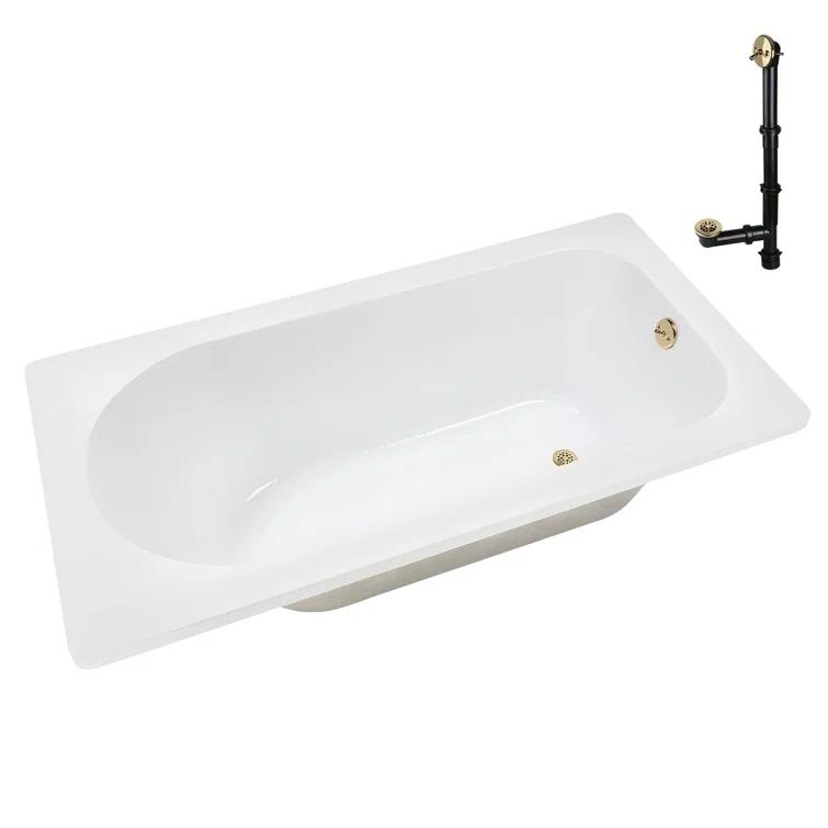 72" x 36" Acrylic Soaking Drop-In Bathtub, Drain Included