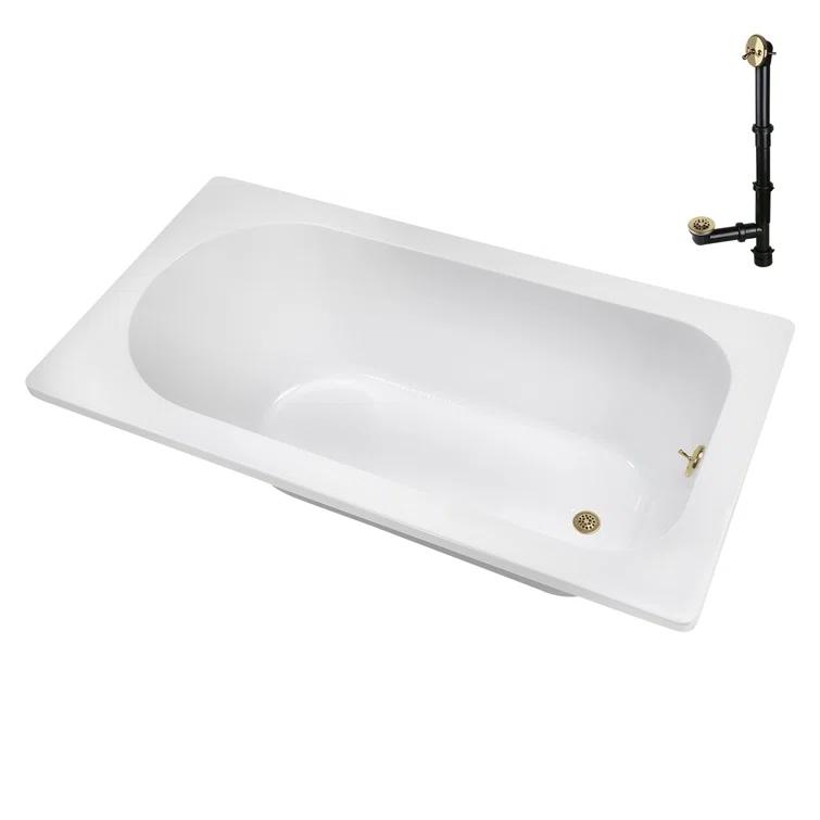 72" x 36" Acrylic Soaking Drop-In Bathtub, Drain Included