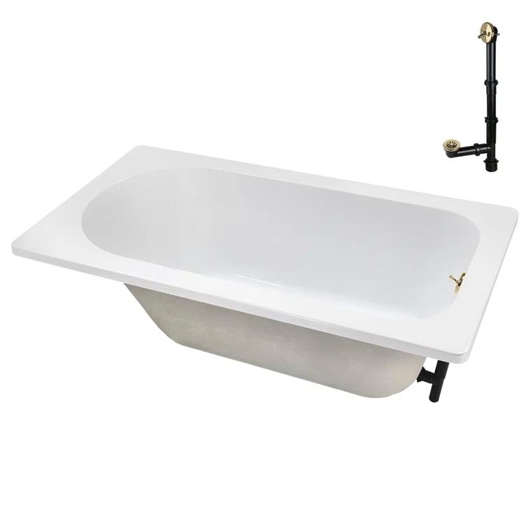 72" x 36" Acrylic Soaking Drop-In Bathtub, Drain Included