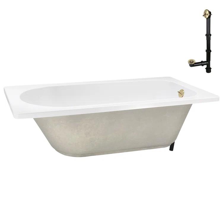 72" x 36" Acrylic Soaking Drop-In Bathtub, Drain Included