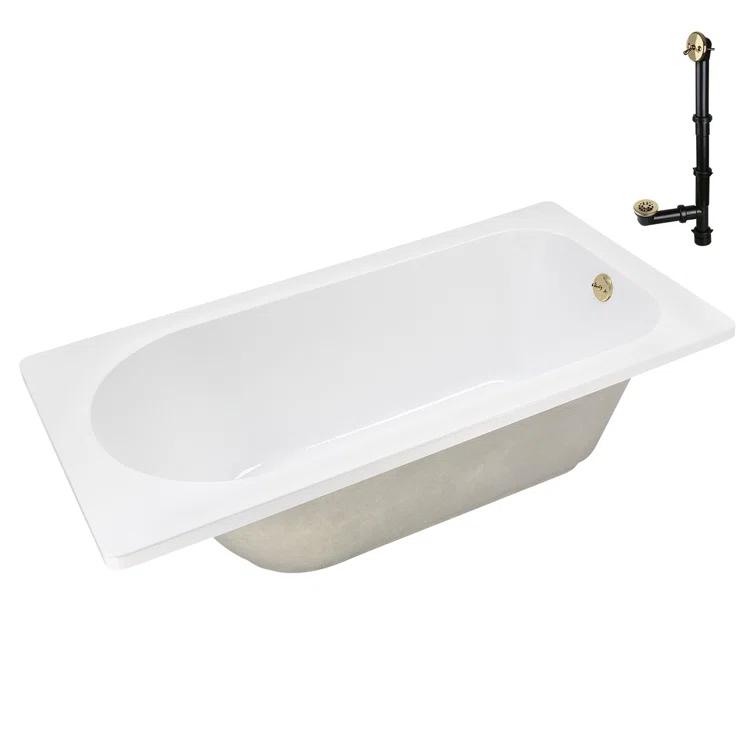 72" x 36" Acrylic Soaking Drop-In Bathtub, Drain Included