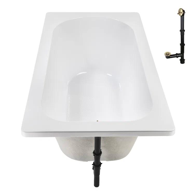 72" x 36" Acrylic Soaking Drop-In Bathtub, Drain Included