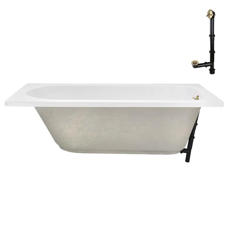 72" x 36" Acrylic Soaking Drop-In Bathtub, Drain Included