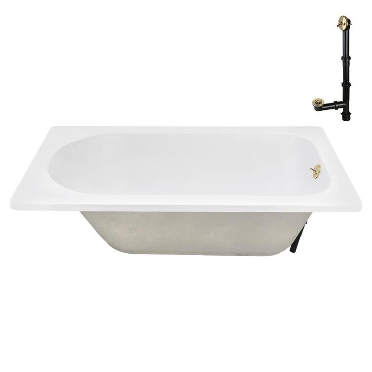 72" x 36" Acrylic Soaking Drop-In Bathtub, Drain Included