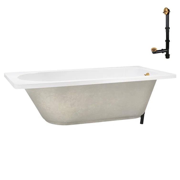 72" x 36" Acrylic Soaking Drop-In Bathtub, Drain Included
