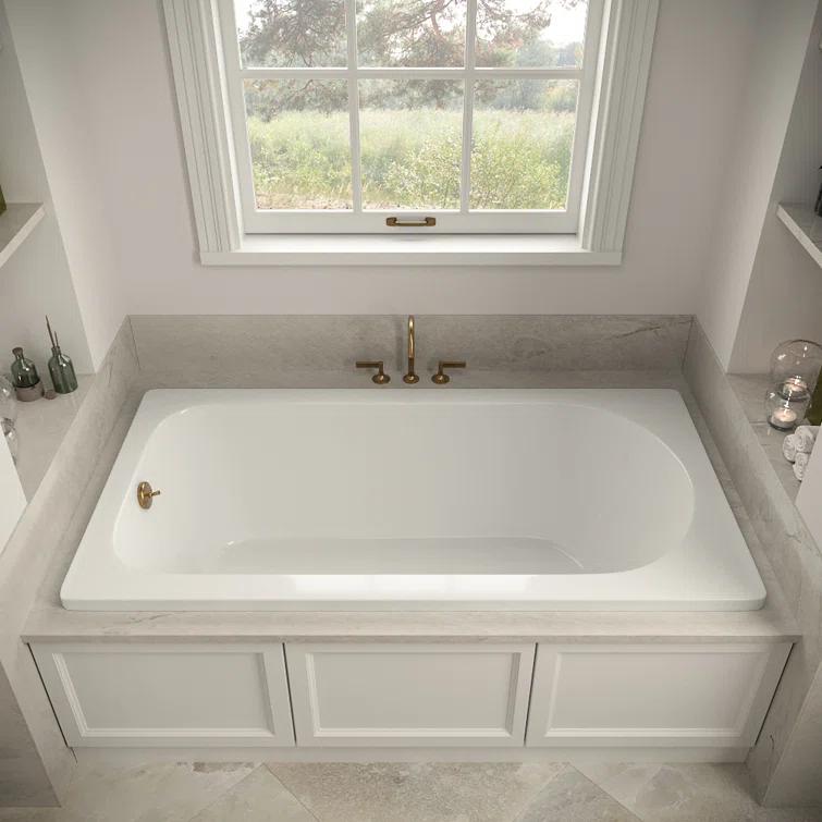 72" x 36" Acrylic Soaking Drop-In Bathtub, Drain Included