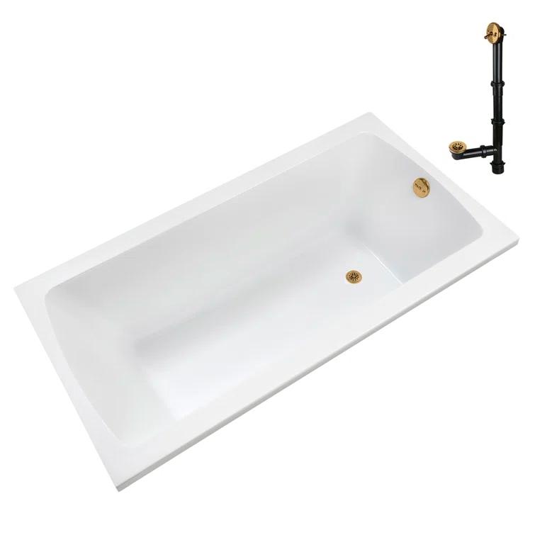 60'' x 32'' Acrylic Soaking Drop-In Bathtub, Drain Included
