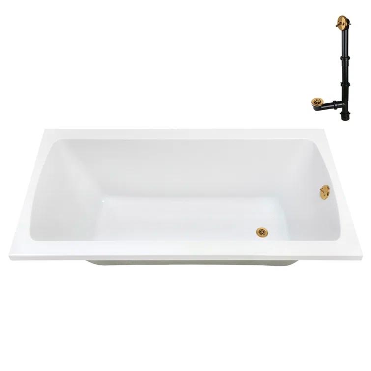 60'' x 32'' Acrylic Soaking Drop-In Bathtub, Drain Included