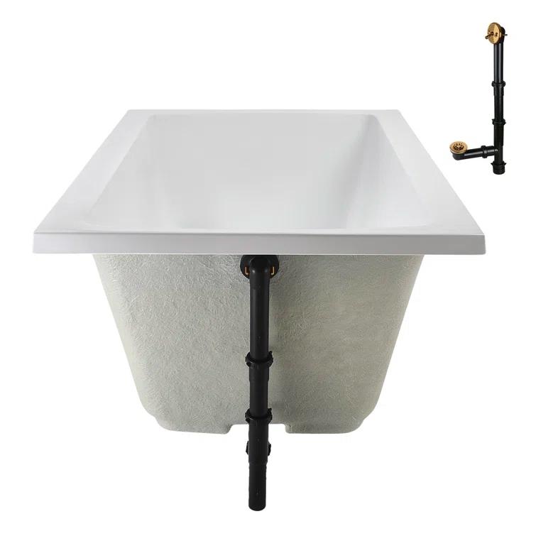 60'' x 32'' Acrylic Soaking Drop-In Bathtub, Drain Included