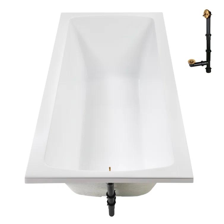 60'' x 32'' Acrylic Soaking Drop-In Bathtub, Drain Included