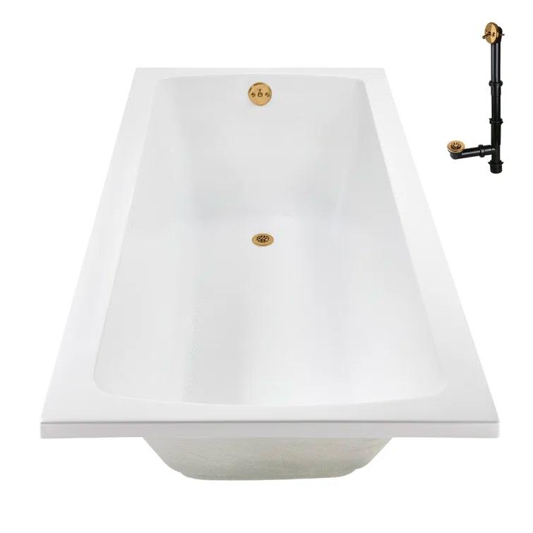 60'' x 32'' Acrylic Soaking Drop-In Bathtub, Drain Included