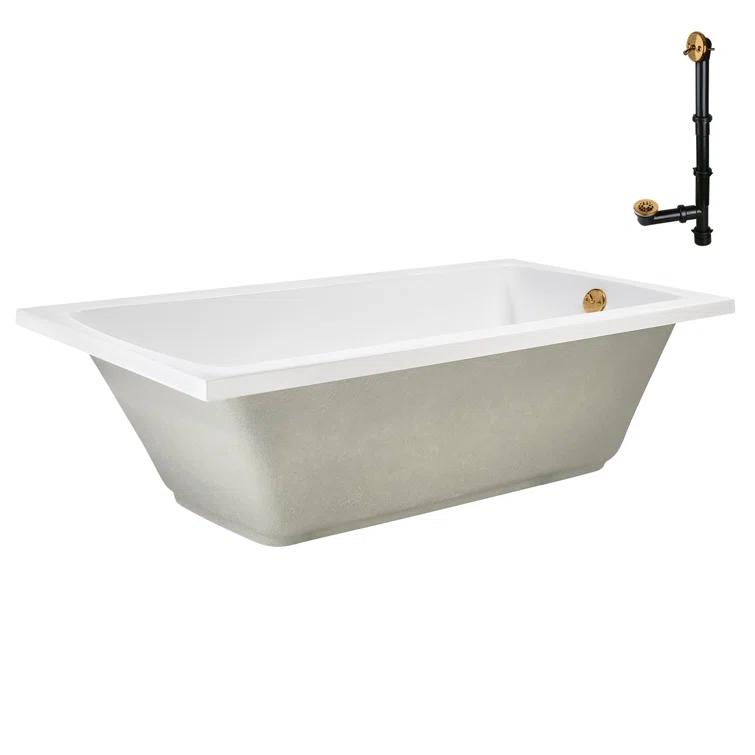 60'' x 32'' Acrylic Soaking Drop-In Bathtub, Drain Included
