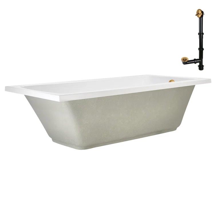 60'' x 32'' Acrylic Soaking Drop-In Bathtub, Drain Included