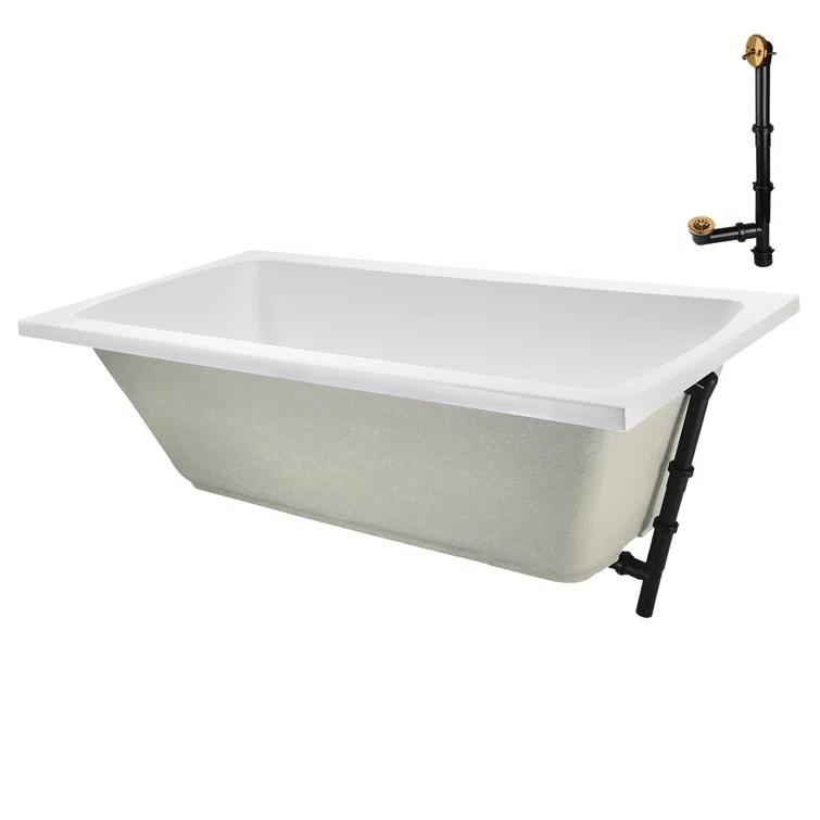 60'' x 32'' Acrylic Soaking Drop-In Bathtub, Drain Included