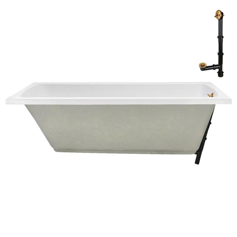 60'' x 32'' Acrylic Soaking Drop-In Bathtub, Drain Included