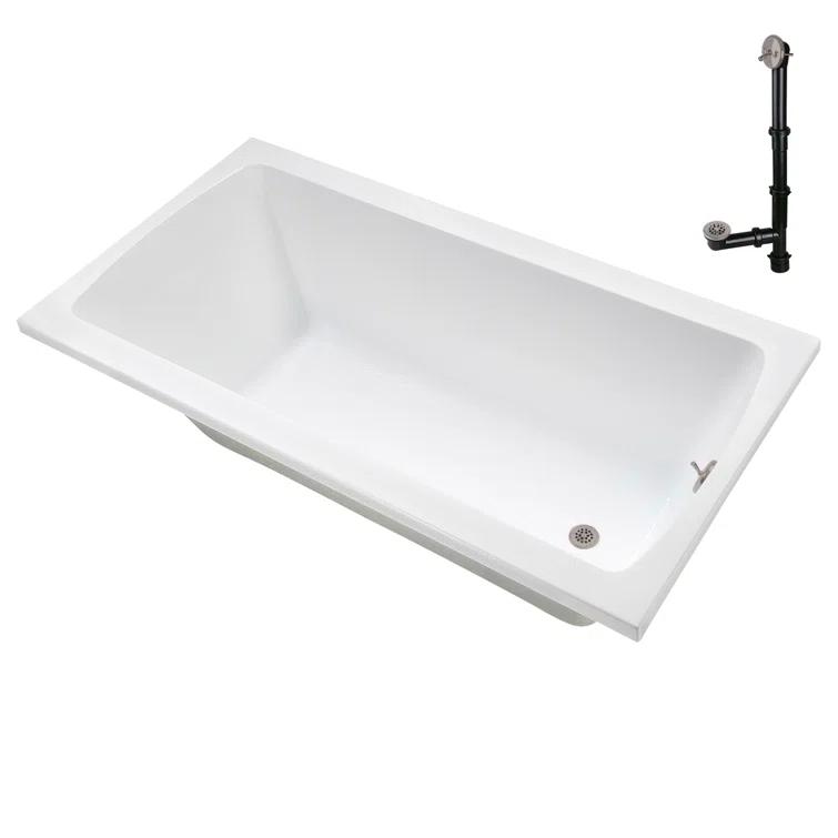 60'' x 32'' Acrylic Soaking Drop-In Bathtub, Drain Included