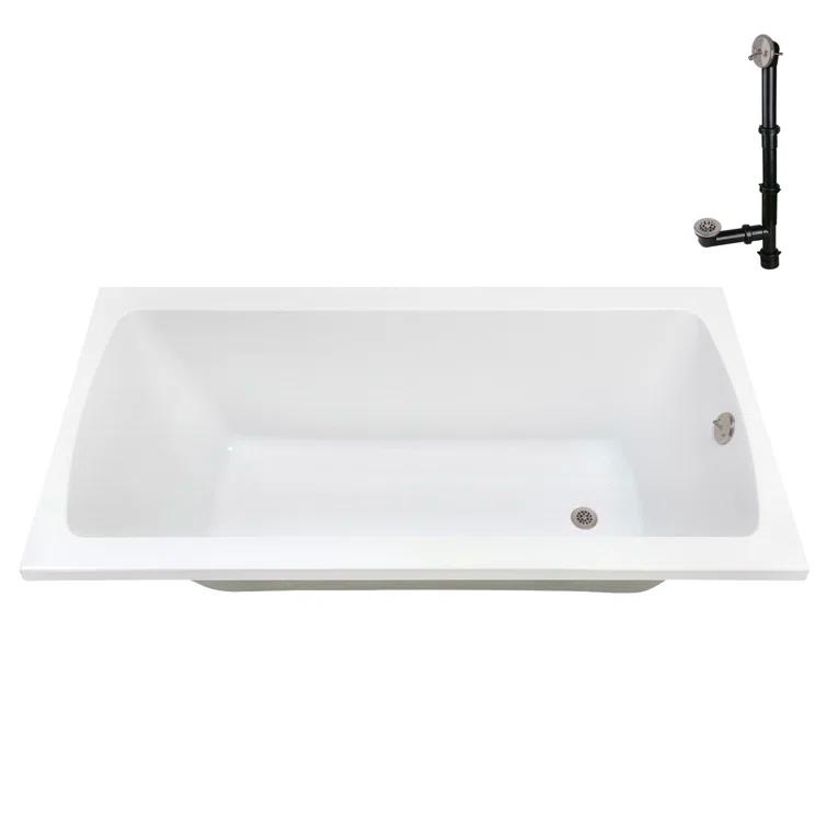 60'' x 32'' Acrylic Soaking Drop-In Bathtub, Drain Included