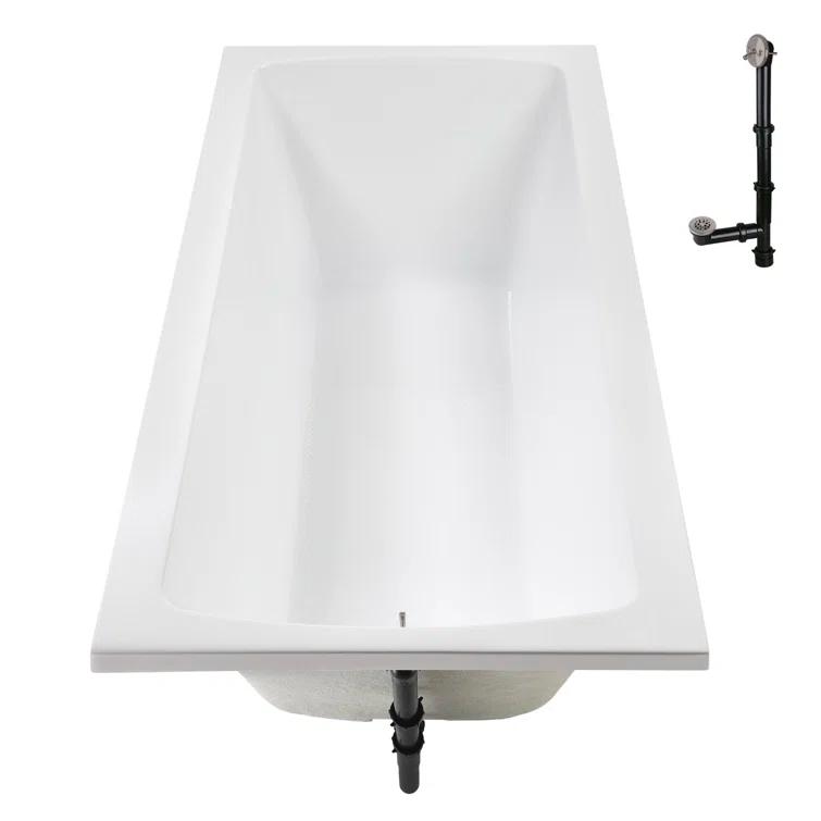 60'' x 32'' Acrylic Soaking Drop-In Bathtub, Drain Included