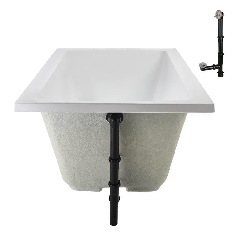 60'' x 32'' Acrylic Soaking Drop-In Bathtub, Drain Included